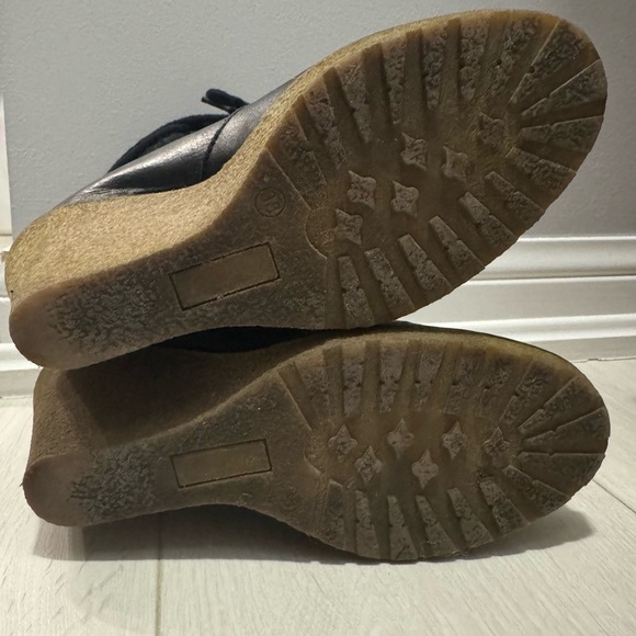 Town Shoes Leather Wedge Heel Black Winter Ankle Bootie - Picture 3 of 10